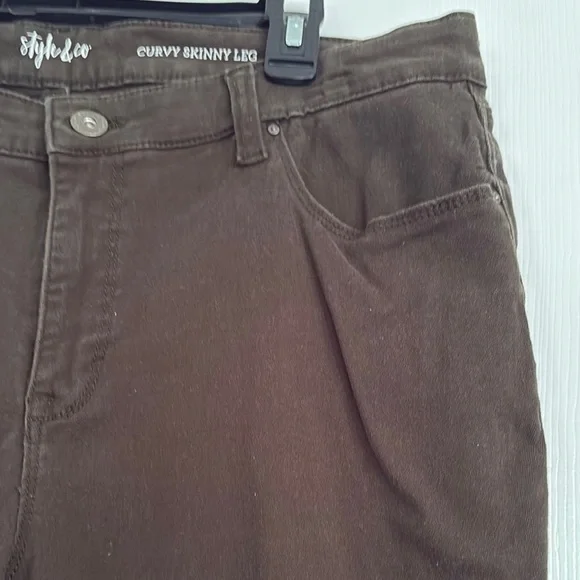 Style & Co. Women's Deep Olive/Brown Jeans - Picture 3 of 5